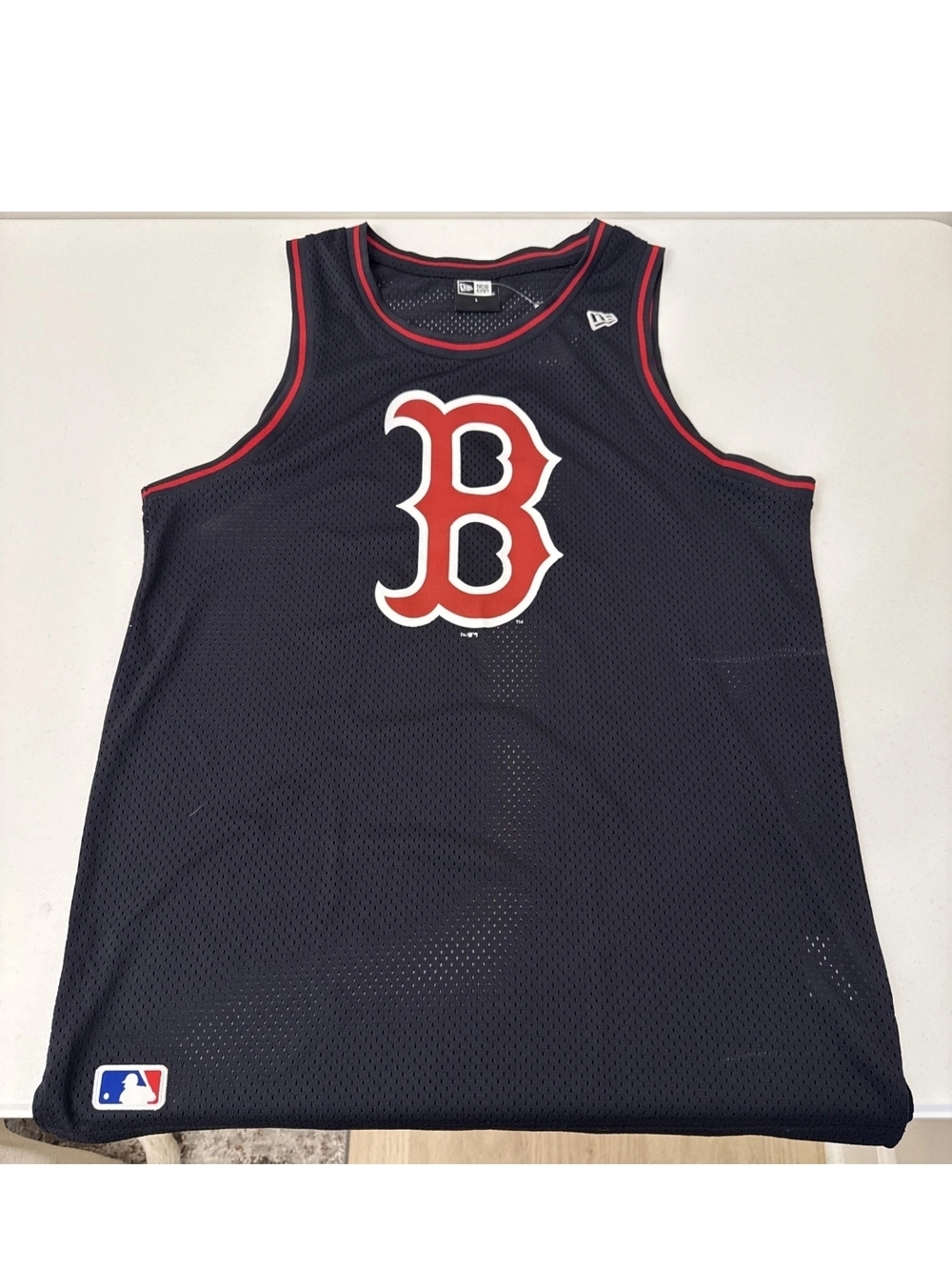 Boston Red B Logo Mesh Jersey - Navy with Red & White